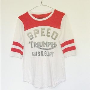 Cream and orange baseball tee